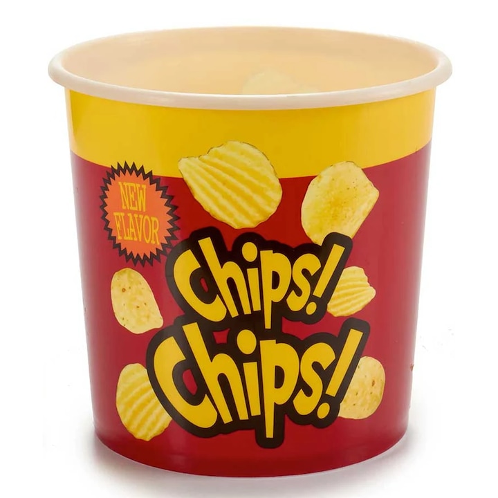 Recipient galeata cilindric mare pentru chipsuri, 21.5 x 20 cm