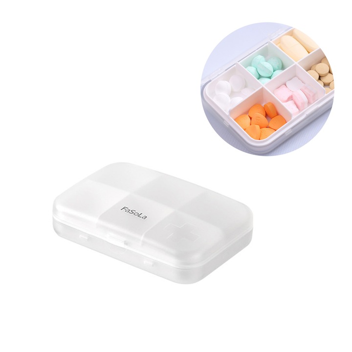 Cutie de Medicamente pentru Calatorie - Etansa, Reutilizabila cu O singura Cutie, Organizator de tablete Alb, Sigilat si Usor de Transporta