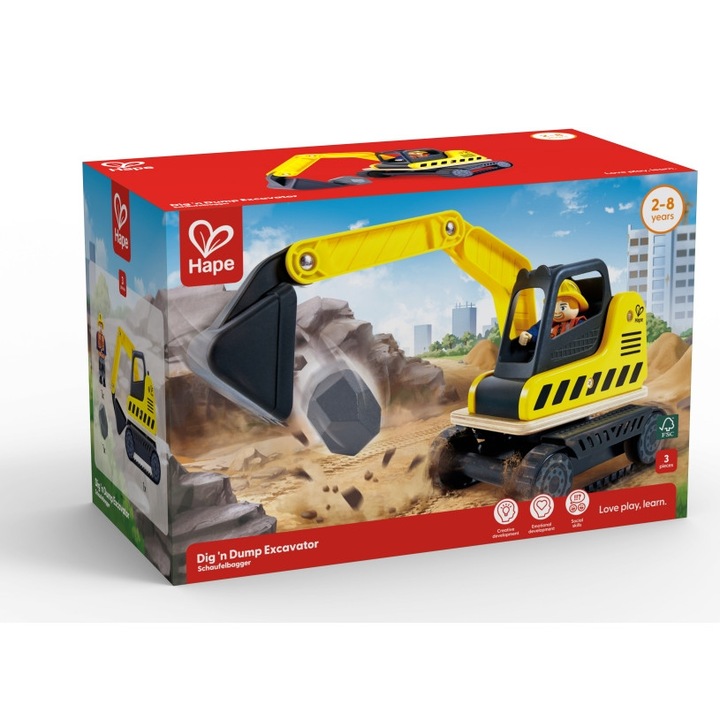 Excavator din lemn pentru copii, Hape