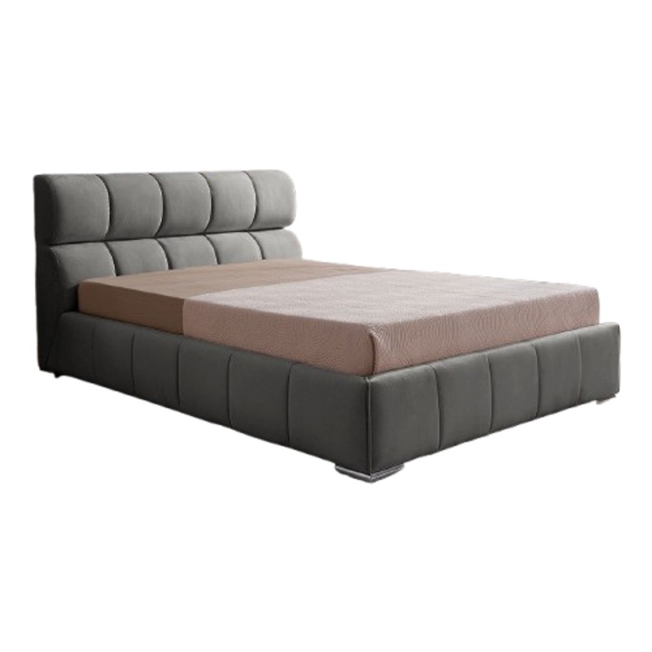 Pat Tapitat Gri Cu Somiera Ortopedica 160/200