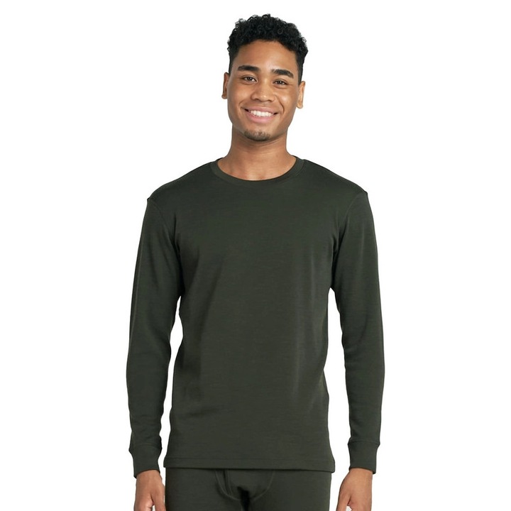 Мъжки термо пуловер LAPASA от 100% мериносова вълна, тъмно зелен, размер L