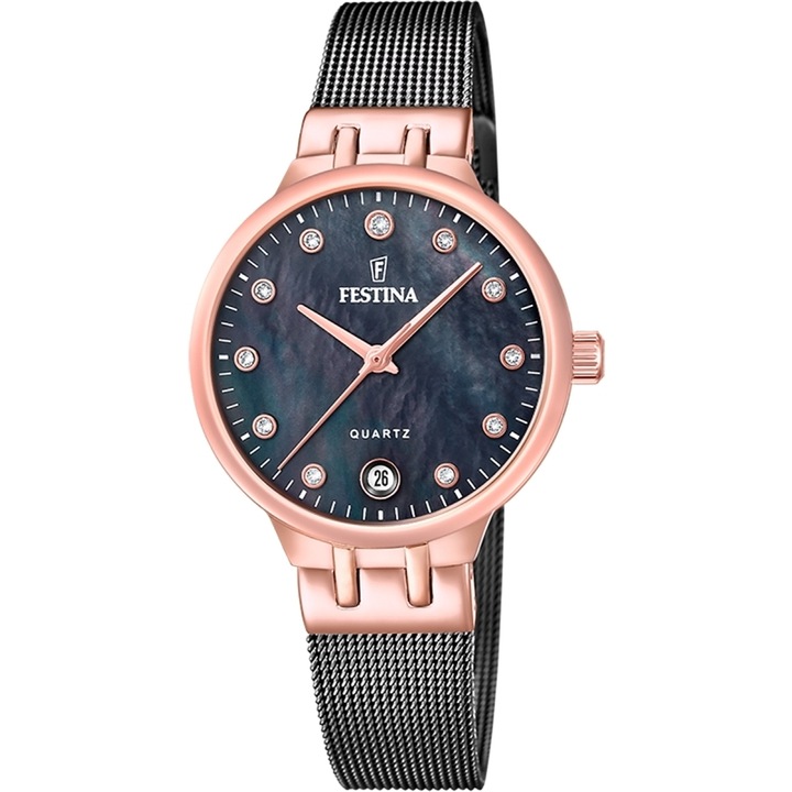 Ceas dama Festina Quartz Rose gold, Negru