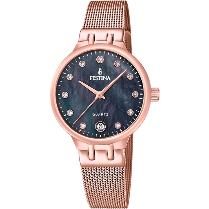 Ceas dama Festina Quartz Rose gold, Negru