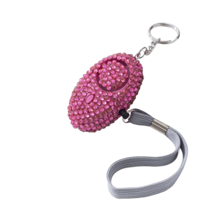 Alarma personala cu LED si breloc, dispozitiv de autoaparare compact si portabil, echipat cu sirena puternica pentru siguranta sporita, ideal pentru femei, copii si persoane in varsta, perfect pentru utilizare in situatii de urgenta. Roz