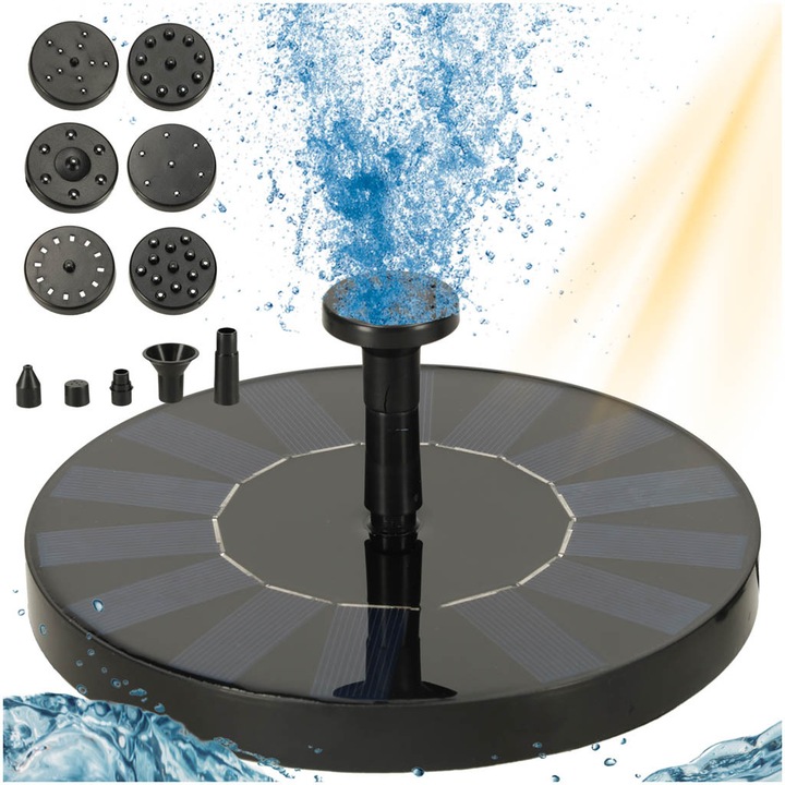 Napelemes szökőkút tókerti úszó kerti szivattyúval 16 cm