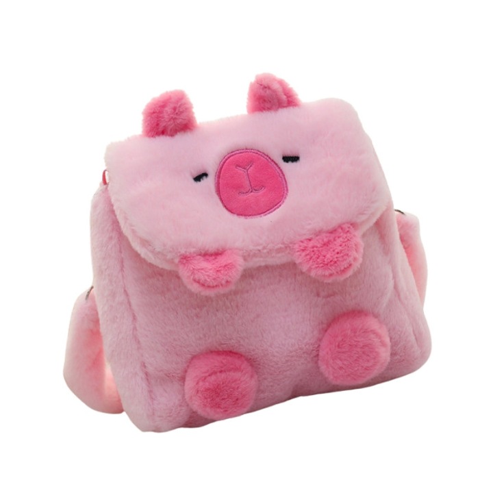 Ghiozdan-Geantă 2 in 1 Capybara, roz, 28x24x8cm, din plus