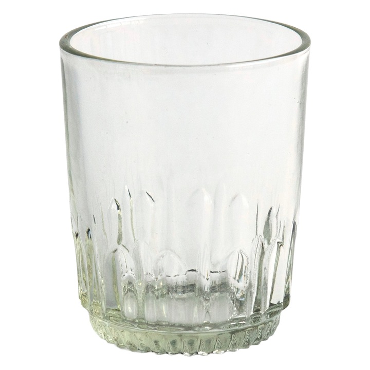 Set 6 pahare, 160 ml, Transparent decorat in relief