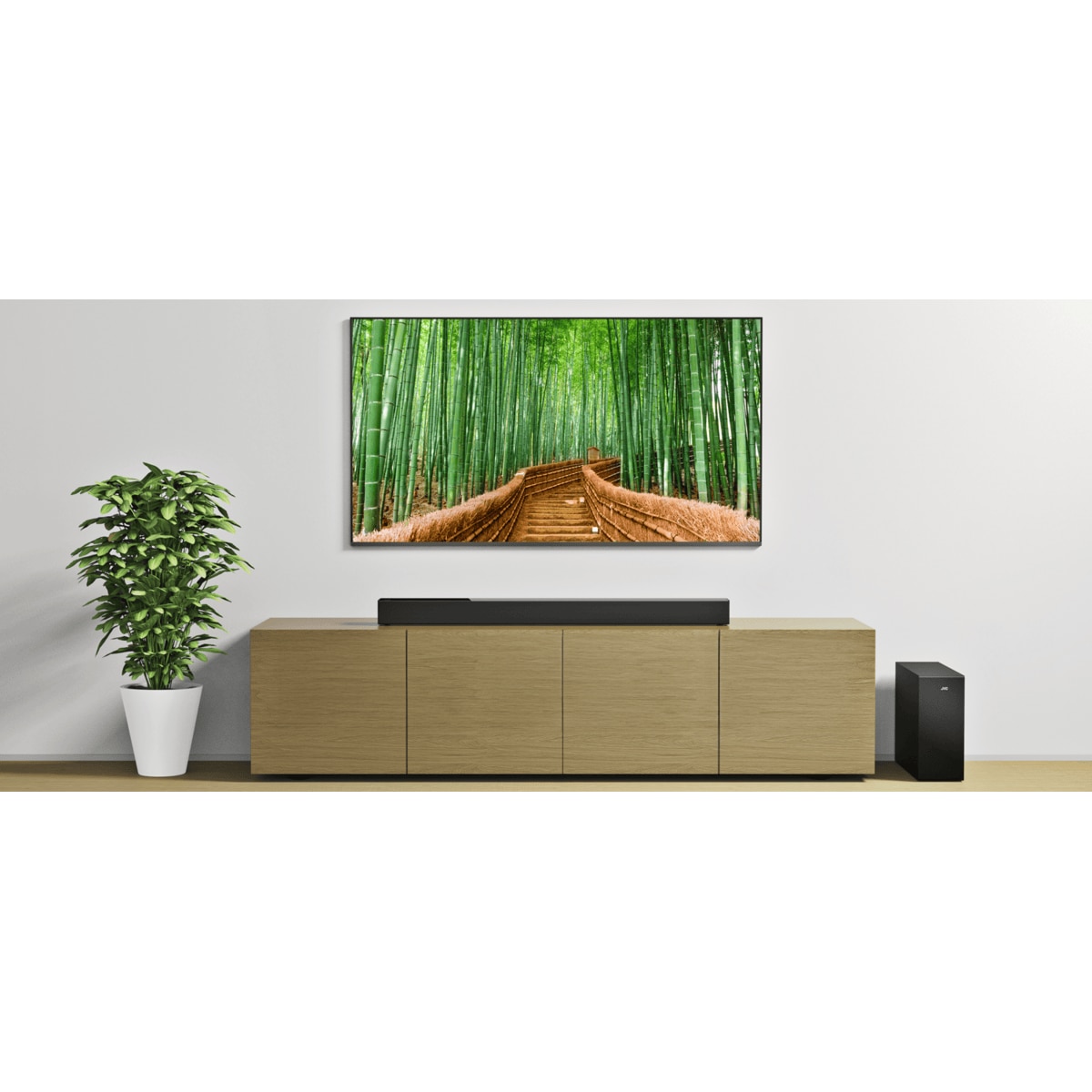 Soundbar 2.1 JVC H-E434B, RMS 200 W, USB, Subwoofer, Bluetooth, Surround Dolby Digital, telecomanda