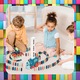 Trenulet de jucarie Pixel, locomotiva cu functie de aranjare automata a pieselor, 100 piese domino, 10x17cm, multicolor, set