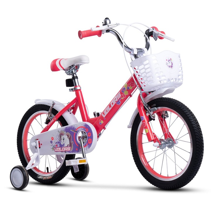 Gyerek bicikli, 4-6 éves korig, BMX Princess JSX1602, 16" kerekek, V-fék elöl és hátul, széles MTB gumik, dupla alumínium felnik, gyakorló kerekek, rózsaszín