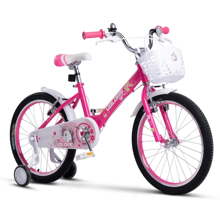 Gyerek kerékpár, 7-10 éves korig, Kids BMX Princess JSX2002, 20"-os kerekek, első-hátsó V-fékek, széles MTB gumik, dupla alumínium felni, edző kerekek, fukszia