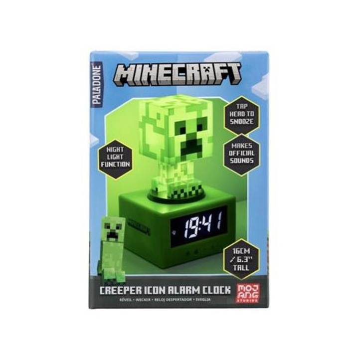 Minecraft Creeper Ébresztőóra, Paladone, 16cm, világító