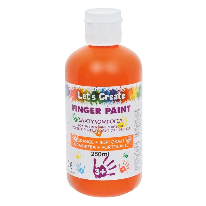 Vopsea pentru Pictura cu Degetele Portocalie in Sticla Little President - 250ml