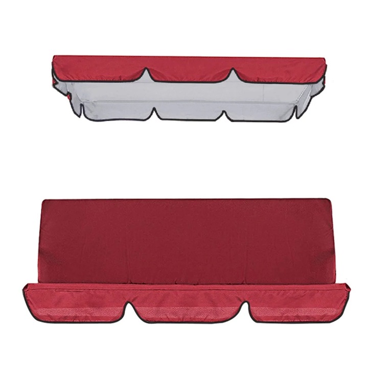 Set husa leagan terasa, poliester, impermeabil, rosu-gri-verde-albastru-negru-maro-bej, 77x49x6cm+59x20x4cm