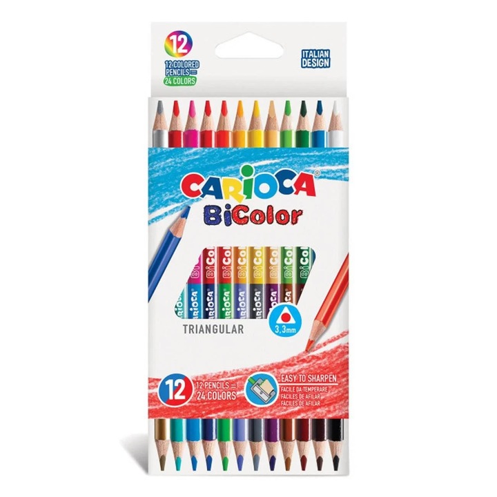 Set Creioane Colorate Duble Carioca - 12buc