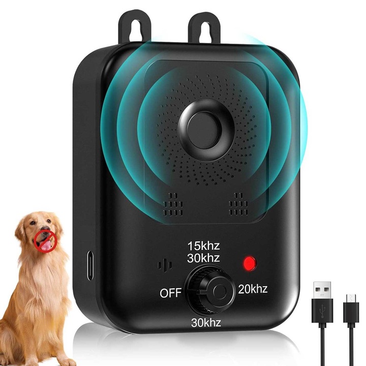 Ugatásgátló kutyáknak, BYONDSELF, 2000mAh, 30m hatótávolságú beltéri/kültéri, IP60 vízálló, csendes, biztonságos emberek és kutyák számára, fekete