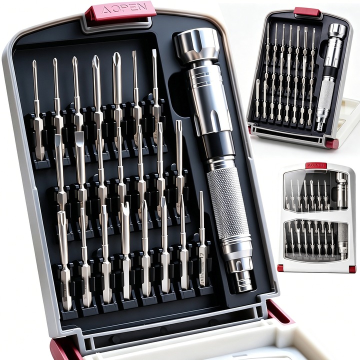 Set Surubelnita de Precizie, BYONDSELF®, Include 22 Capete Magnetice S2 si Maner Telescopic, Potrivit pentru Ochelari, Calculatoare, Laptopuri, Ceasuri si Bijuterii, Gri Argintiu