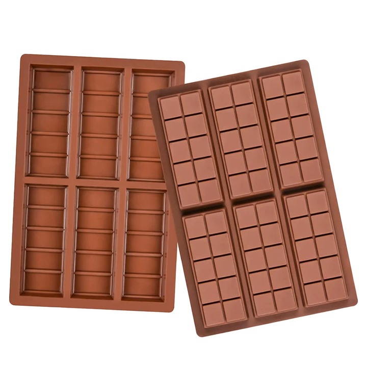 Set 2 forme silicon YANYXR pentru ciocolata si batoane, dreptunghiular, rezistent la temperaturi, 20x10cm