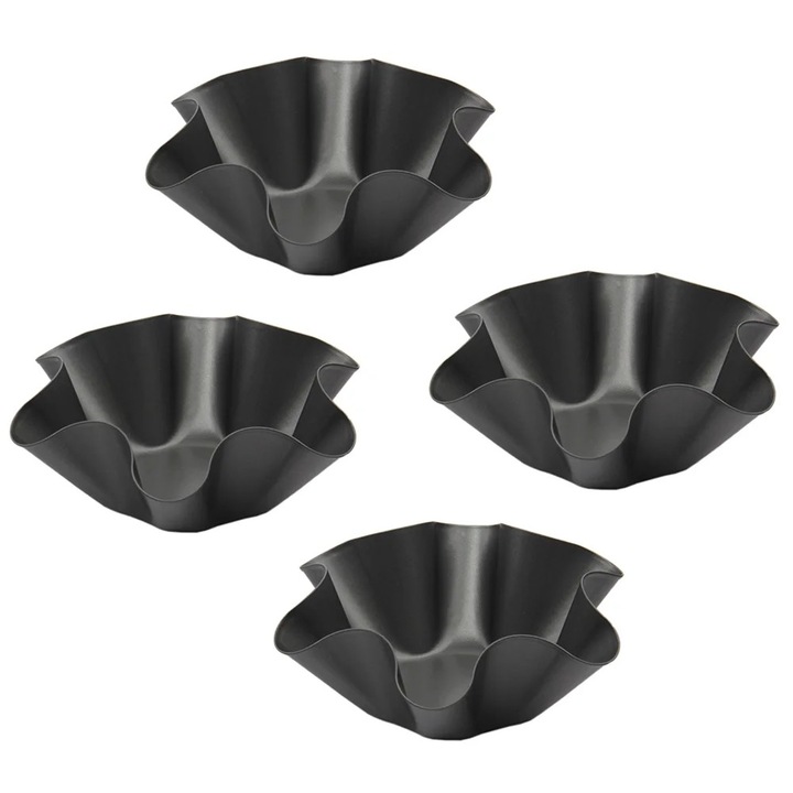 Set 4 tavi copt YANYXR 16.5x7.5x6cm negru teflonat fund detasabil