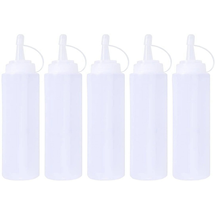 Set 5 recipiente plastic YANYXR 200ml pentru condimente multicolor