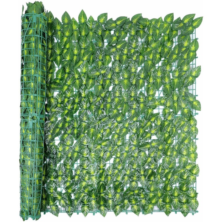 Ограда от изкуствени растения ​Feicaeesa®, параван за балкон, тераса и ограда, 100x300 см, зелена, жълта