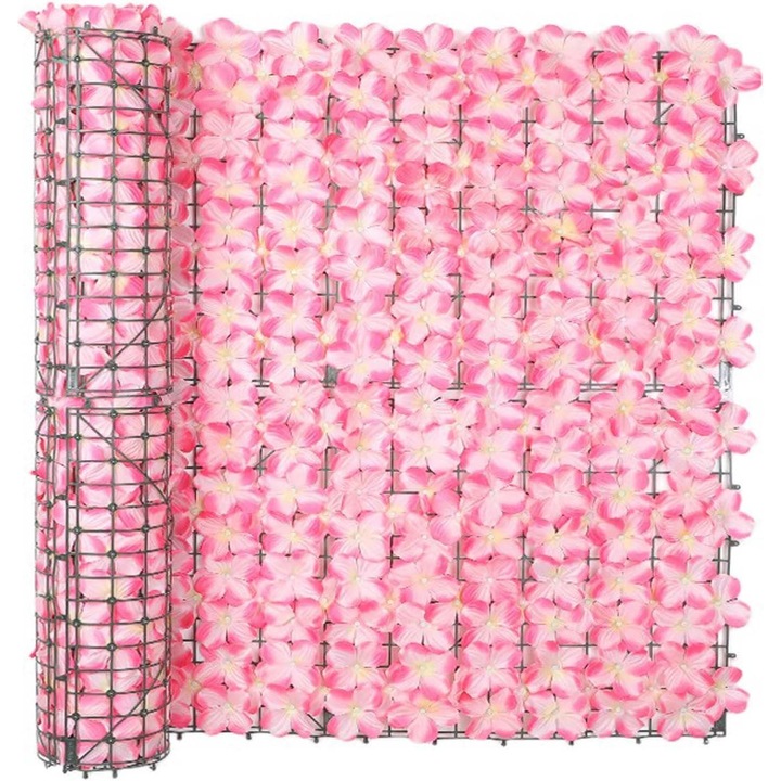 Ограда от изкуствени растения ​Feicaeesa®, параван за балкон, тераса и ограда, 100x300 см, розов