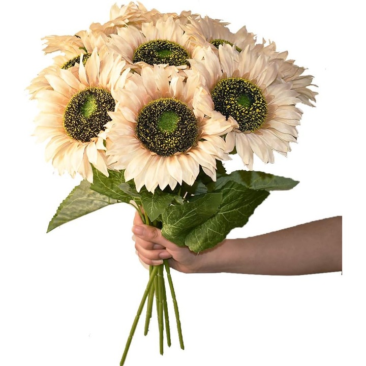 10 db-os Feicaeesa® műnapraforgó szett, esküvői és lakberendezési tárgyak, 50 cm, pezsgőszínű