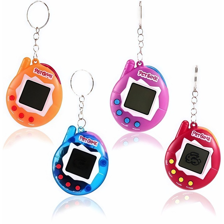 Тамагочи, интерактивна играчка за деца, LED екран, 168 животни за отключване, син