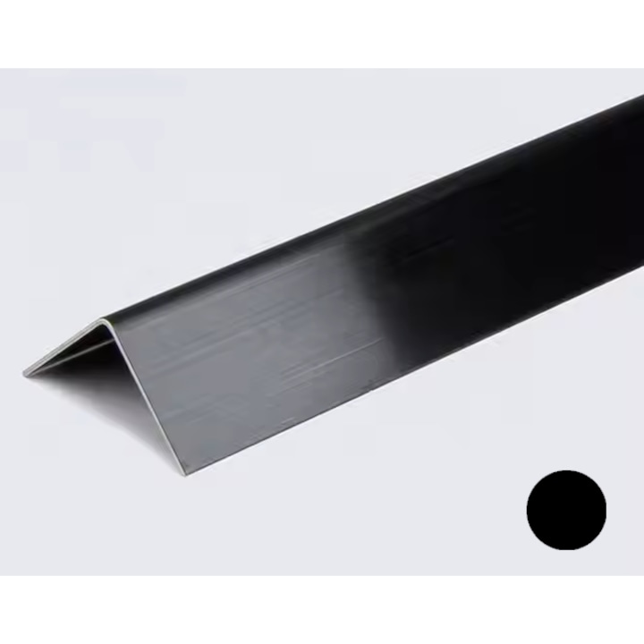 Profil metalic negru oglinda pentru finisaje decorative, V 25x25mm, lungime 2700mm, grosime 0.6mm, otel-inox 304