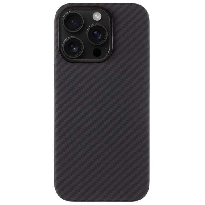 Тактически калъф за телефон Magforce Aramid за iPhone 16 Pro Max, арамидно влакно, ултратънък 0,8 мм, съвместим с Magsafe, черен