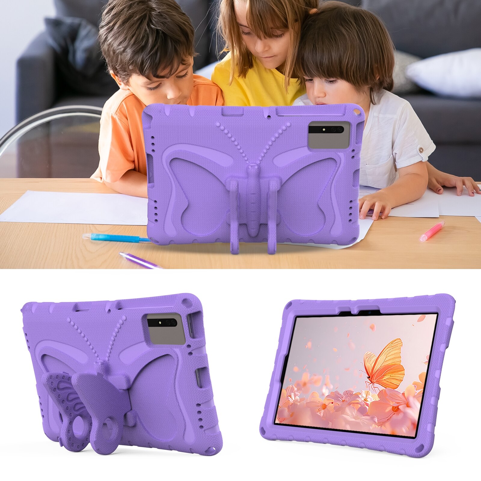 Husa tableta pentru Huawei MatePad SE 11 2024, material EVA rezistent la socuri, design cu suport fluture, protectie maxima, mov deschis