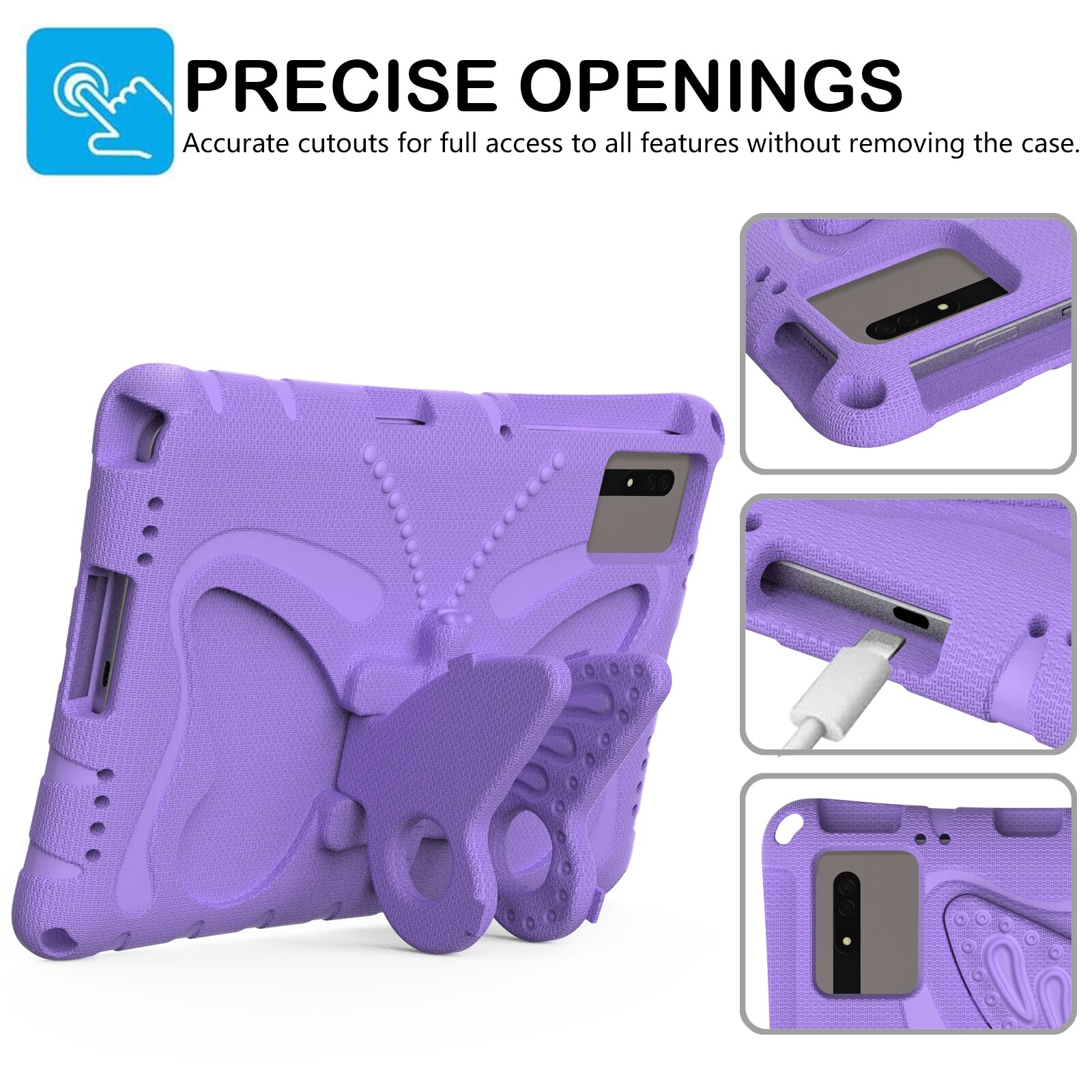 Husa tableta pentru Huawei MatePad SE 11 2024, material EVA rezistent la socuri, design cu suport fluture, protectie maxima, mov deschis