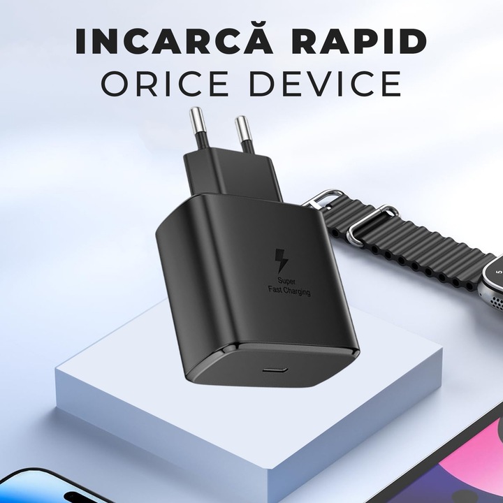 Încărcător, DD Daden, 45W Type-C, rapid și sigur, negru, compact