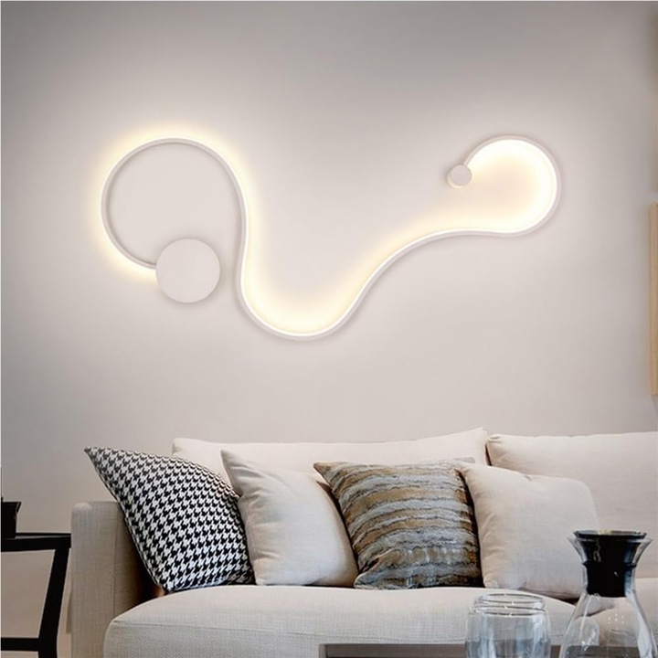 Декоративна LED лампа за стена Deborah 38W, Студена/топла/неутрална светлина метал и бял силикон