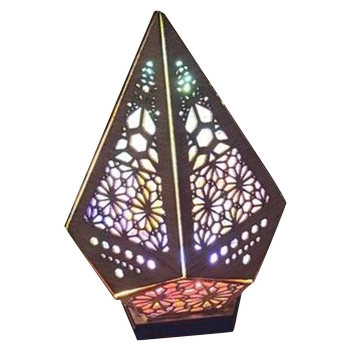 Lampa de podea din lemn cu LED colorat