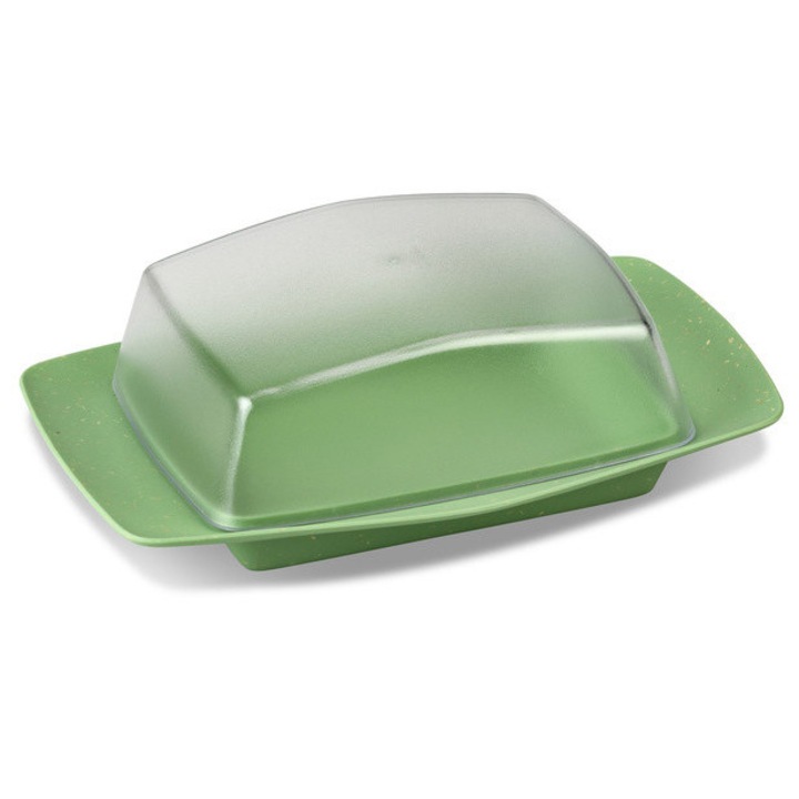 Cutie alimentara pentru unt RIO, Transparent, 12x6 cm, Koziol - frunza de natura verde