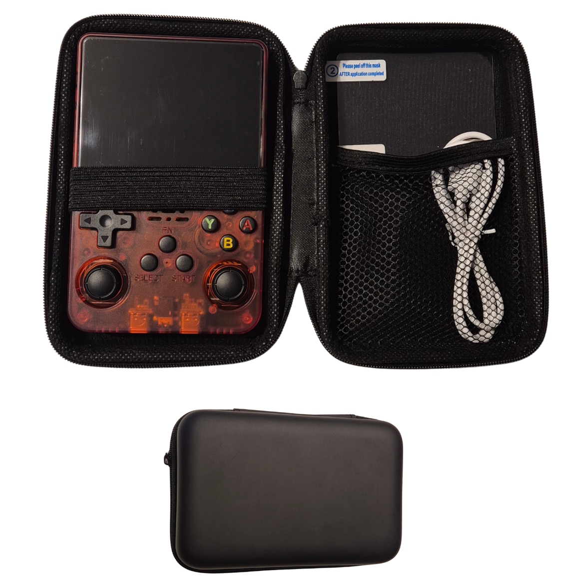 Consola portabila retro R36S, 128GB, peste 22000 jocuri clasice preinstalate, ecran IPS 3.5” HD, joystick dual 3D, suport multi-emulator, baterie 3000mAh, card microSD inclus, rosu