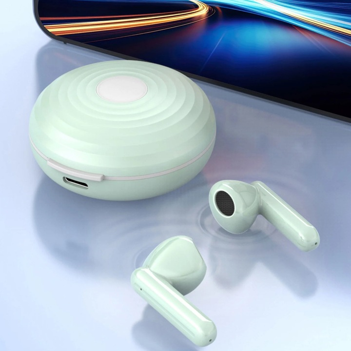 YANYXR Bluetooth 5.3 vezeték nélküli fülhallgató, könnyű, mentazöld, 5.6x5.6x2.7cm