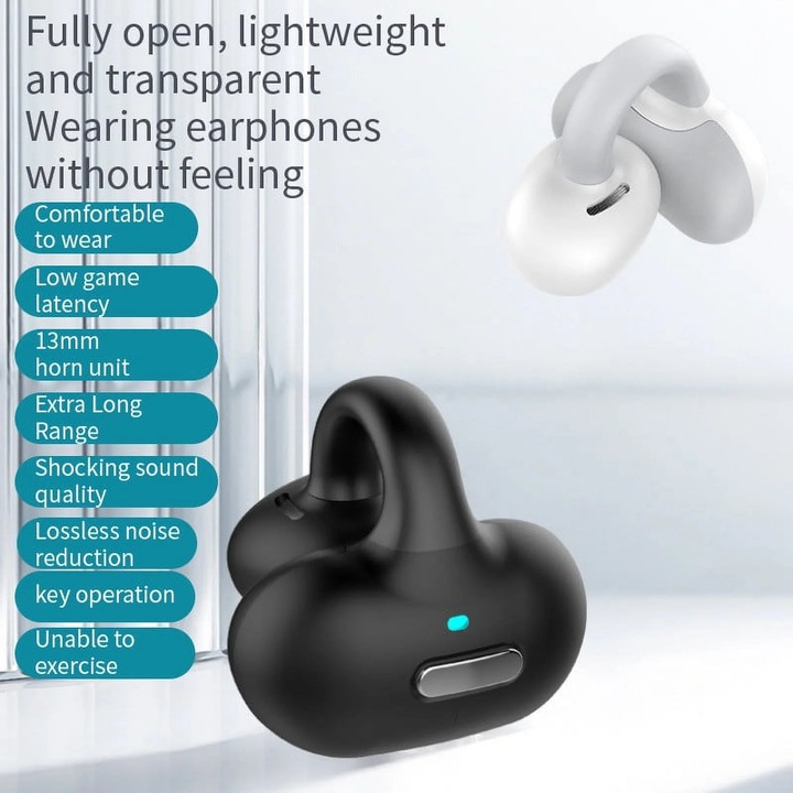 YANYXR vezeték nélküli sport fülhallgató, klipszes, digitális kijelzővel, fekete