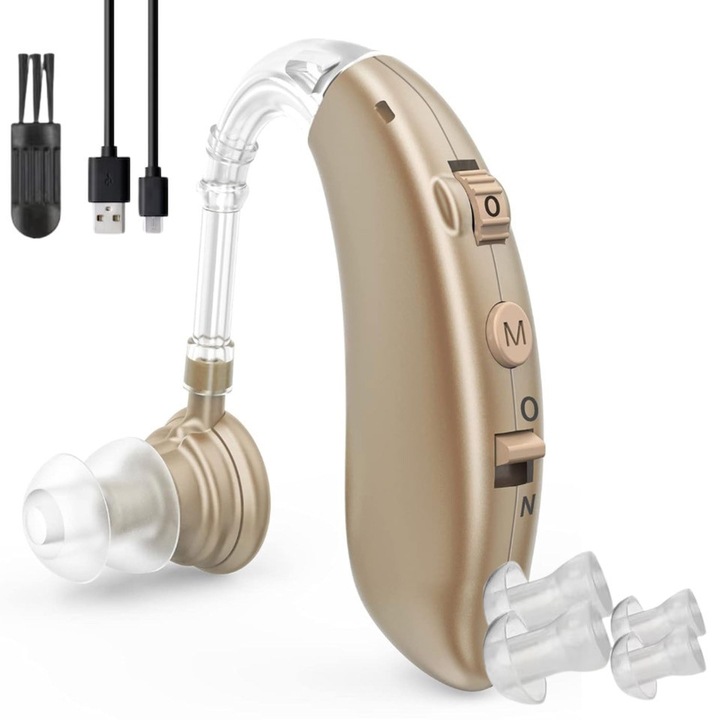 Aparat Auditiv Reincarcabil MRG MZ360, Anulare Zgomot, Volum Reglabil 6 Trepte, Amplificator de Sunet pentru HIPOACUZIE medie-severa