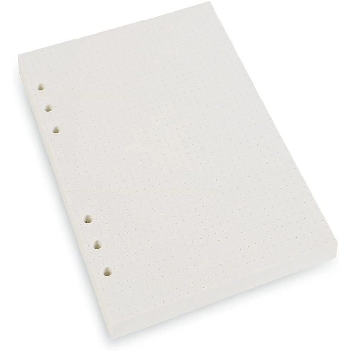 Foi de rezerva A5 pentru planner cu 6 inele ZYBLSSBB LSM2xh1436-BCS0070844, hartie punctata (dot grid), alb