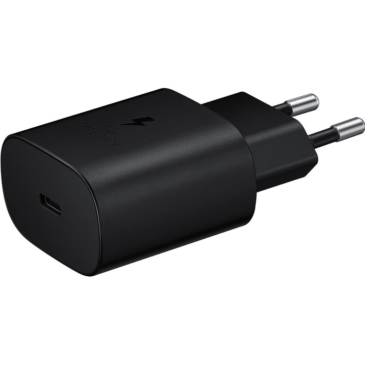 Incarcator retea Super Fast Charging compatibil cu Samsung A16/A06/A25/A35/A55/A36/A56, USB C, 25W, Negru