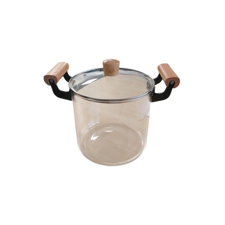 Cratita inalta din sticla cu capac 5, 5 l si manere