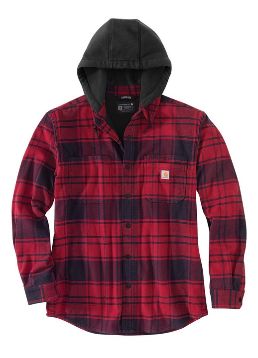 Camasa barbati Carhartt Rugged Flex, flanel captusit fleece, rosu, 2XL INTL