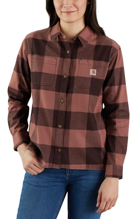 Дамска памучна риза Carhartt, Червен/Кафяв