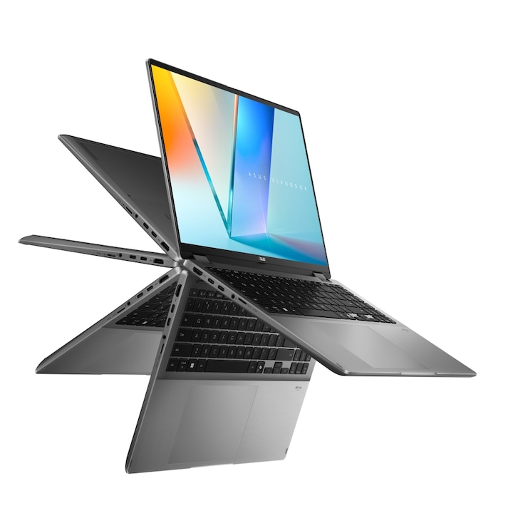 Asus Vivobook 16 Flip TP3607SA-RJ004W laptop, TP3607SA-RJ004W, 16", Intel Core Ultra 5 226V (8 magos), Intel Arc 7 Core, 16GB 4600MHz LPDDR5X, Szürke