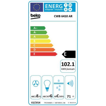 Hota incorporabila decorativa rustica Beko CWB6410AR, Putere de absorbtie 460 mc/h, 1 Motor, 60 cm, Antracit