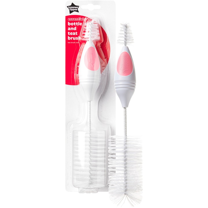 Четка Tommee Tippee Essentials за почистване на шишета и биберони, Розова
