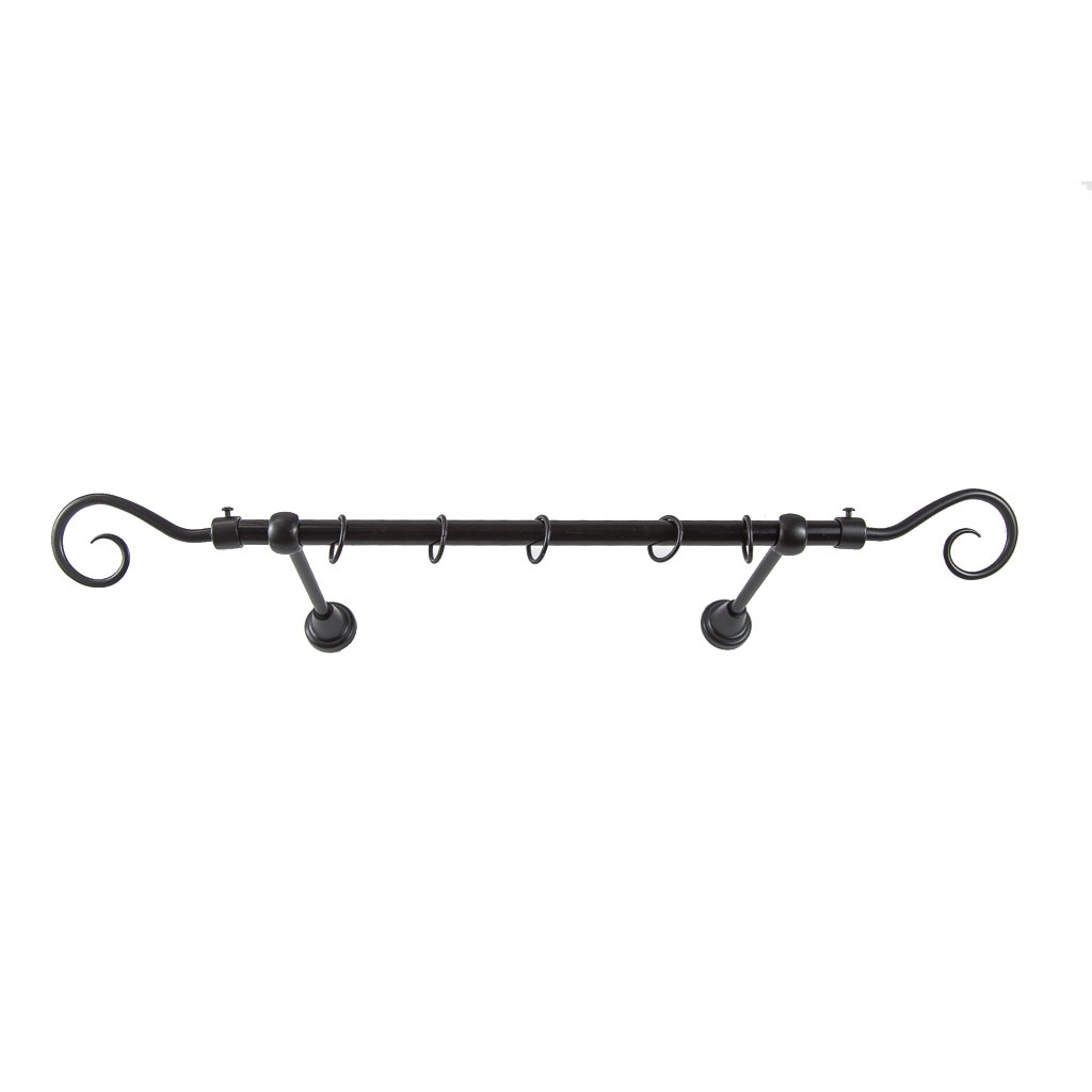Galerie metalica 300 cm pentru perdele, simpla, model Carlig, grosime 16 mm, negru, KIT COMPLET