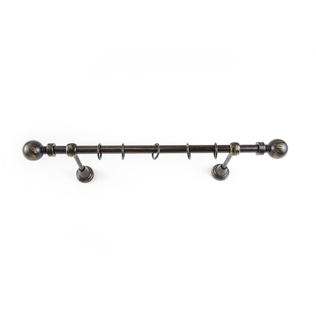 Galerie metalica 200 cm pentru perdele, simpla, model Kugel, grosime 16 mm, negru auriu, KIT COMPLET